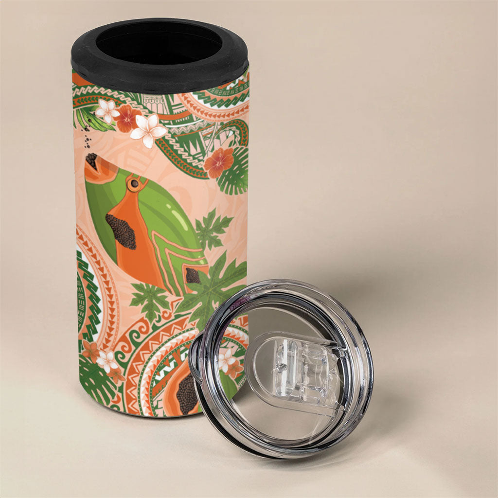 Hawaii Papaya 4 in 1 Can Cooler Tumbler Cute Cosplay Humuhumu Fish Plumeria Waves DT05 - Polynesian Pride