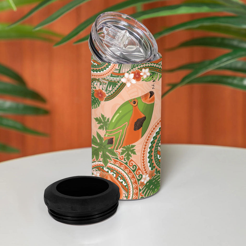 Hawaii Papaya 4 in 1 Can Cooler Tumbler Cute Cosplay Humuhumu Fish Plumeria Waves DT05 - Polynesian Pride