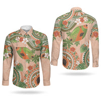 Hawaii Papaya Couples Matching Puletasi and Long Sleeve Button Shirt Cute Cosplay Humuhumu Fish Plumeria Waves DT05 - Polynesian Pride