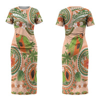 Hawaii Papaya Couples Matching Short Sleeve Bodycon Dress and Long Sleeve Button Shirt Cute Cosplay Humuhumu Fish Plumeria Waves DT05 - Polynesian Pride