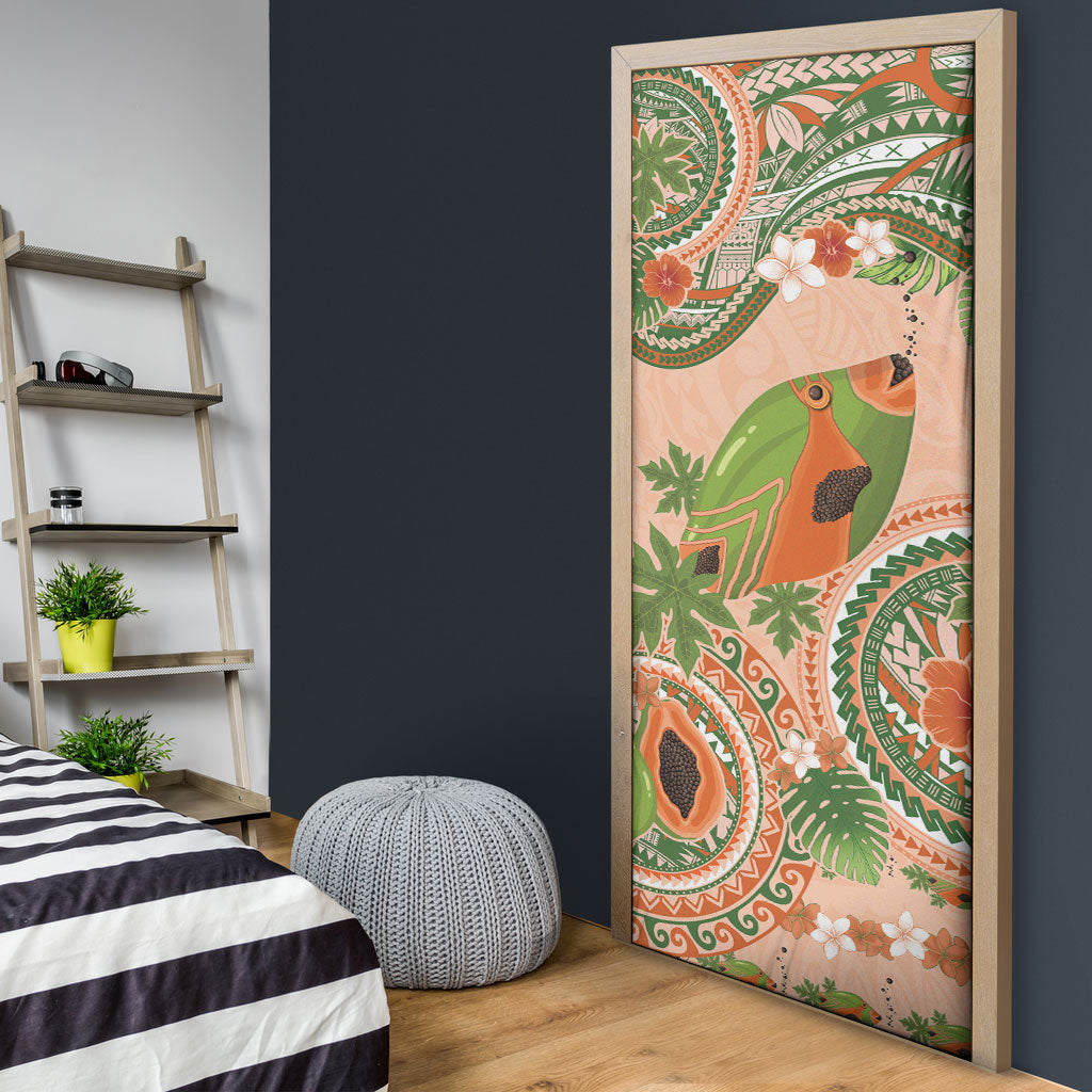 Hawaii Papaya Door Cover Cute Cosplay Humuhumu Fish Plumeria Waves DT05 - Polynesian Pride