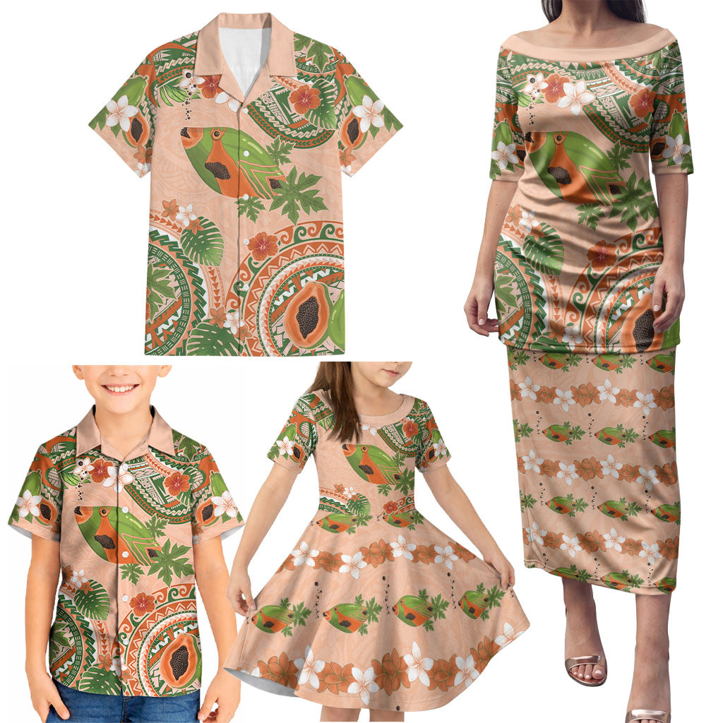 Hawaii Papaya Family Matching Puletasi and Hawaiian Shirt Cute Cosplay Humuhumu Fish Plumeria Waves DT05 - Polynesian Pride