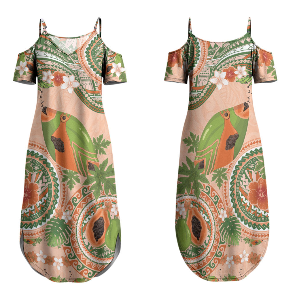 Hawaii Papaya Family Matching Summer Maxi Dress and Hawaiian Shirt Cute Cosplay Humuhumu Fish Plumeria Waves DT05 Mom's Dress Orange - Polynesian Pride