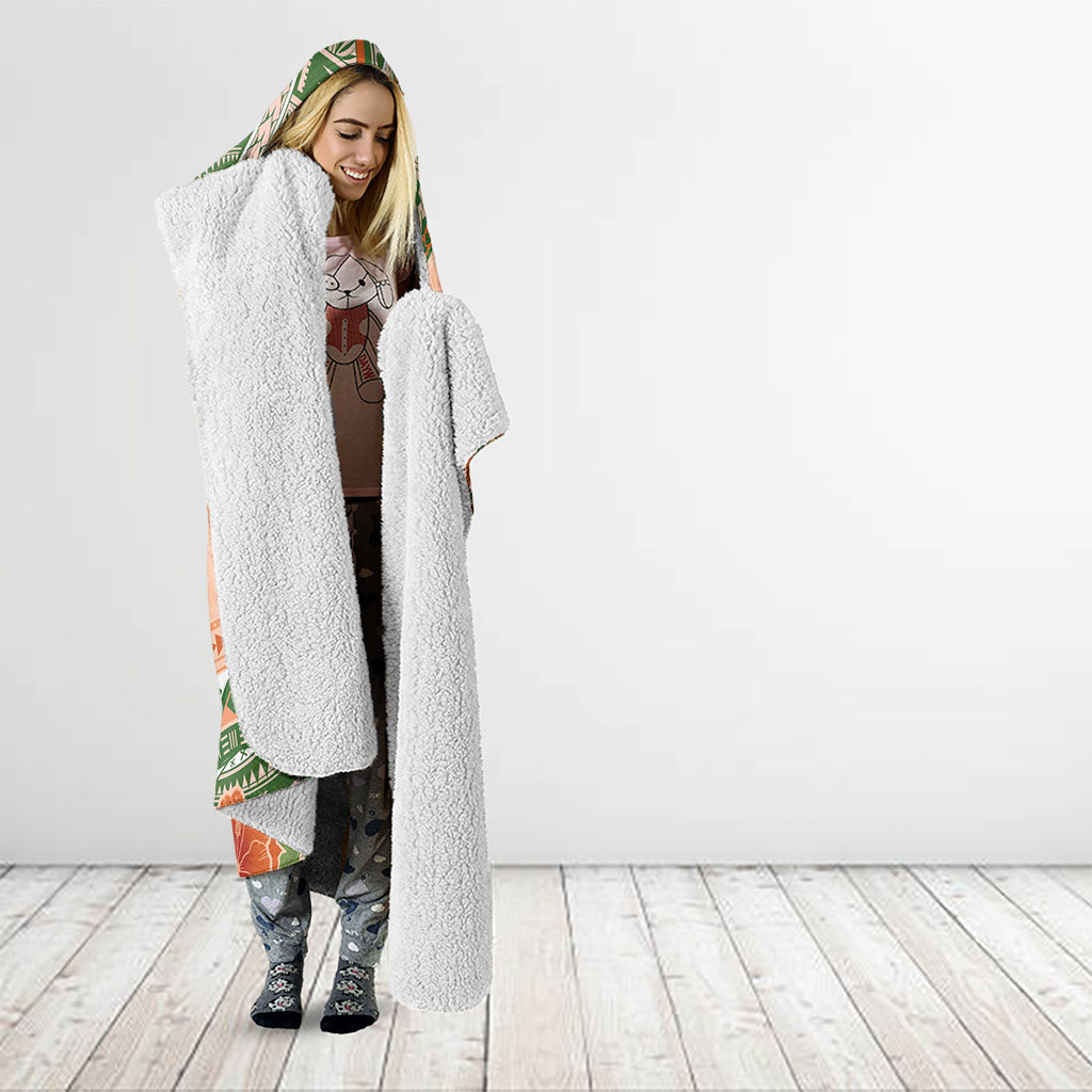 Hawaii Papaya Hooded Blanket Cute Cosplay Humuhumu Fish Plumeria Waves DT05 - Polynesian Pride