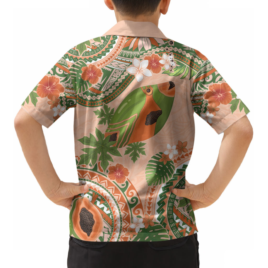 Hawaii Papaya Kid Hawaiian Shirt Cute Cosplay Humuhumu Fish Plumeria Waves DT05 - Polynesian Pride
