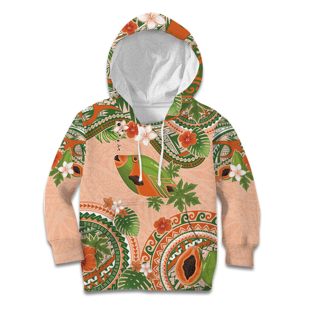 Hawaii Papaya Kid Hoodie Cute Cosplay Humuhumu Fish Plumeria Waves DT05 Hoodie Orange - Polynesian Pride