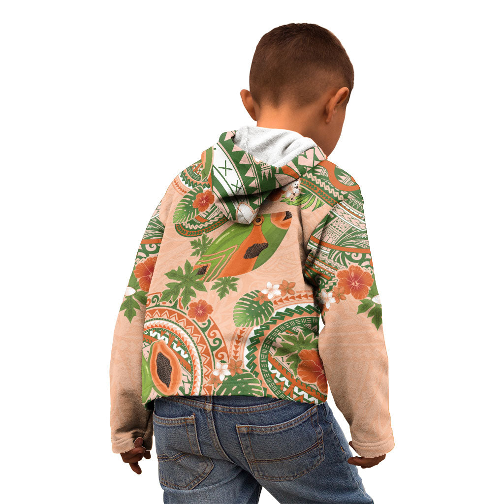 Hawaii Papaya Kid Hoodie Cute Cosplay Humuhumu Fish Plumeria Waves DT05 - Polynesian Pride