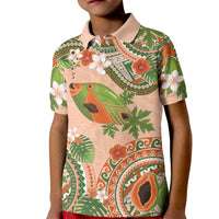 Hawaii Papaya Kid Polo Shirt Cute Cosplay Humuhumu Fish Plumeria Waves DT05 Kid Orange - Polynesian Pride
