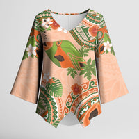 Hawaii Papaya Kimono Sleeve Blouse Cute Cosplay Humuhumu Fish Plumeria Waves DT05 Female Orange - Polynesian Pride