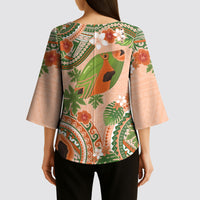 Hawaii Papaya Kimono Sleeve Blouse Cute Cosplay Humuhumu Fish Plumeria Waves DT05 - Polynesian Pride