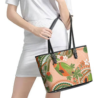 Hawaii Papaya Leather Tote Bag Cute Cosplay Humuhumu Fish Plumeria Waves DT05 - Polynesian Pride