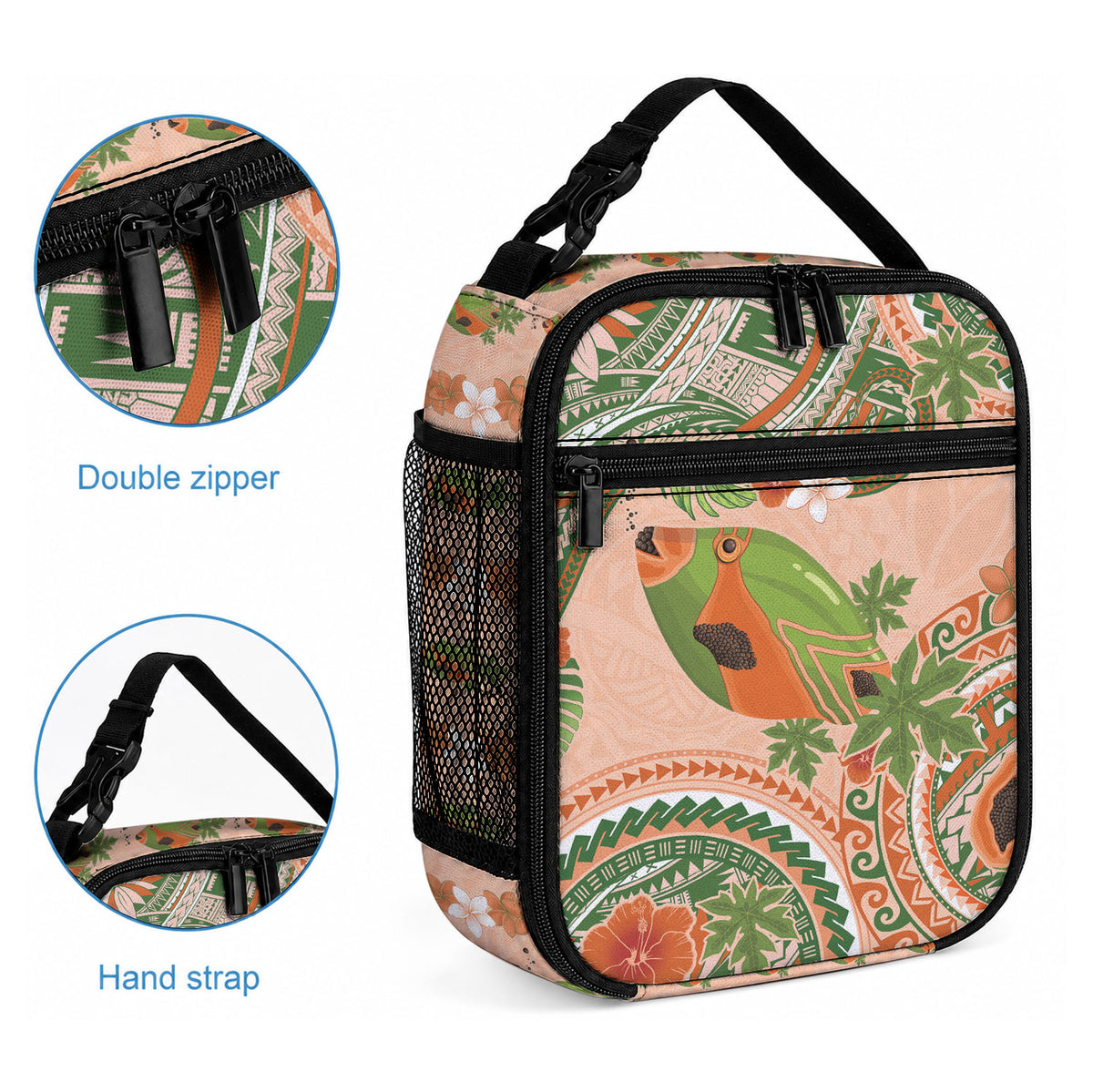 Hawaii Papaya Lunch Bag Cute Cosplay Humuhumu Fish Plumeria Waves