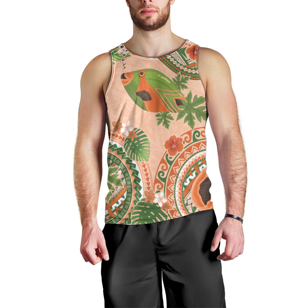 Hawaii Papaya Men Tank Top Cute Cosplay Humuhumu Fish Plumeria Waves DT05 - Polynesian Pride