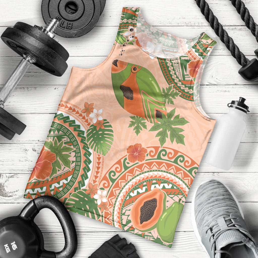 Hawaii Papaya Men Tank Top Cute Cosplay Humuhumu Fish Plumeria Waves DT05 - Polynesian Pride