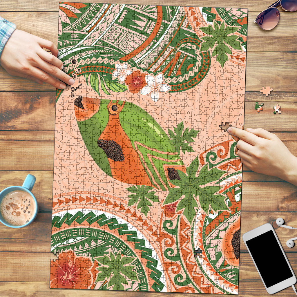 Hawaii Papaya Puzzle Cute Cosplay Humuhumu Fish Plumeria Waves DT05 Orange - Polynesian Pride