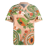 Hawaii Papaya Rugby Jersey Cute Cosplay Humuhumu Fish Plumeria Waves DT05 Orange - Polynesian Pride