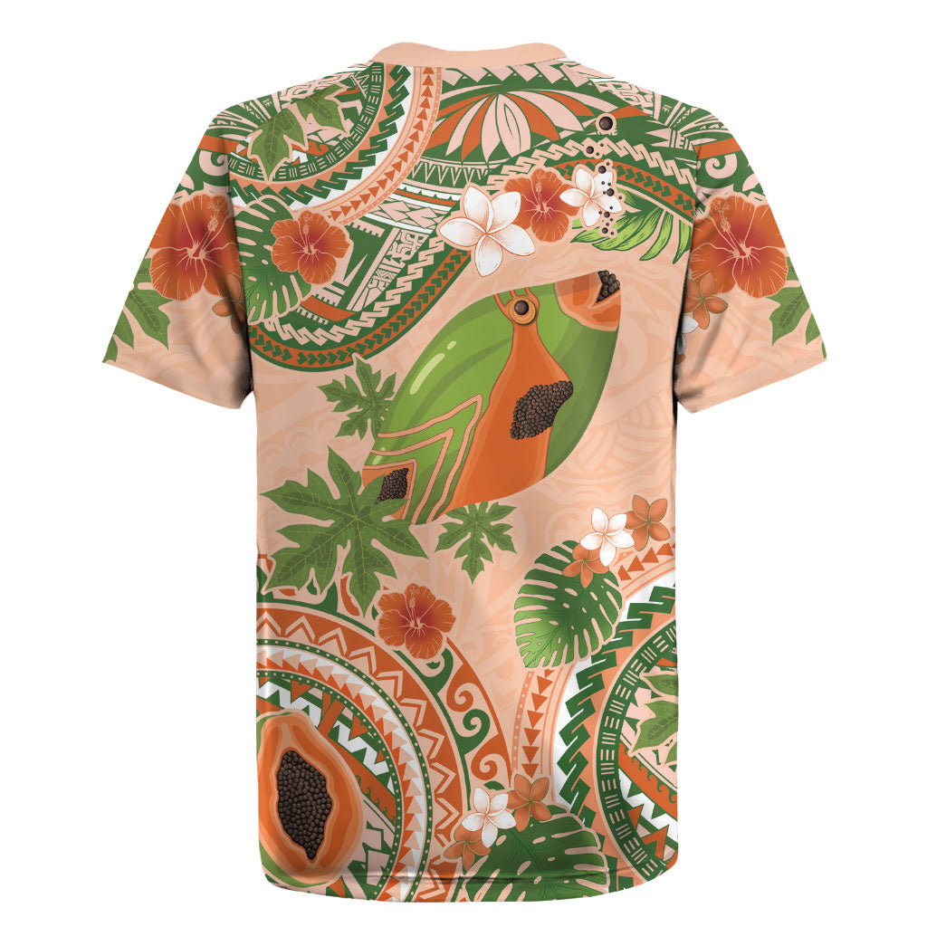Hawaii Papaya Rugby Jersey Cute Cosplay Humuhumu Fish Plumeria Waves DT05 - Polynesian Pride