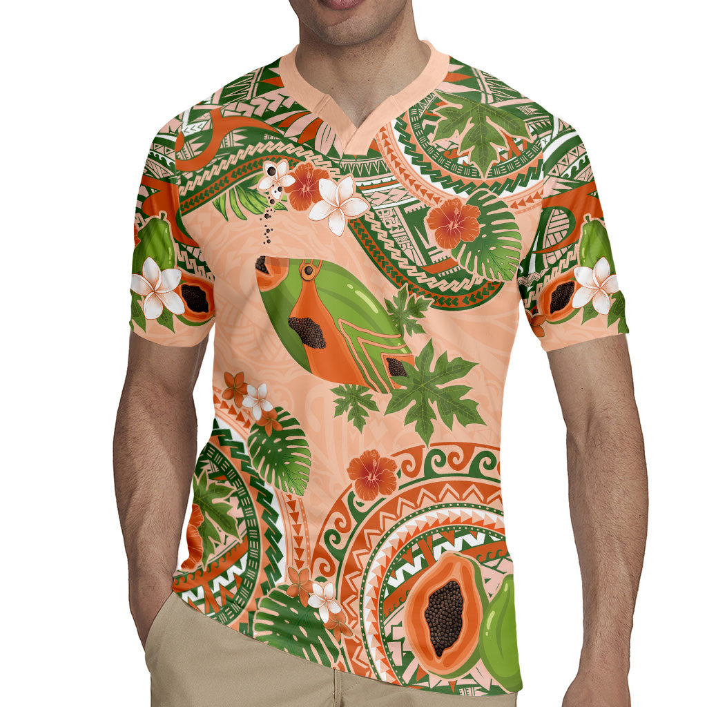 Hawaii Papaya Rugby Jersey Cute Cosplay Humuhumu Fish Plumeria Waves DT05 - Polynesian Pride