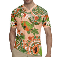 Hawaii Papaya Rugby Jersey Cute Cosplay Humuhumu Fish Plumeria Waves DT05 - Polynesian Pride