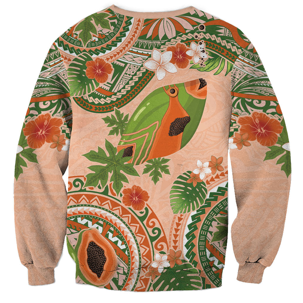 Hawaii Papaya Sweatshirt Cute Cosplay Humuhumu Fish Plumeria Waves DT05 - Polynesian Pride
