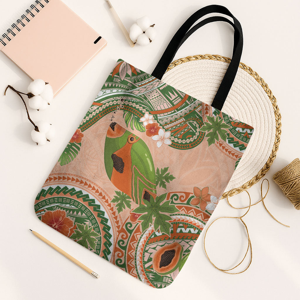Hawaii Papaya Tote Bag Cute Cosplay Humuhumu Fish Plumeria Waves DT05 Black Strap One Size Orange - Polynesian Pride