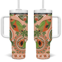 Hawaii Papaya Tumbler With Handle Cute Cosplay Humuhumu Fish Plumeria Waves DT05 One Size: 40 oz Orange - Polynesian Pride