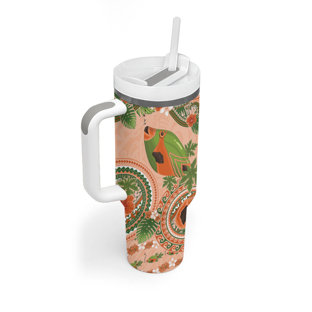 Hawaii Papaya Tumbler With Handle Cute Cosplay Humuhumu Fish Plumeria Waves DT05 - Polynesian Pride