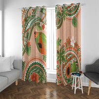 Hawaii Papaya Window Curtain Cute Cosplay Humuhumu Fish Plumeria Waves DT05 With Grommets Orange - Polynesian Pride