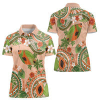Hawaii Papaya Women Polo Shirt Cute Cosplay Humuhumu Fish Plumeria Waves DT05 - Polynesian Pride