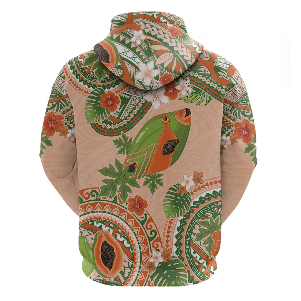 Hawaii Papaya Zip Hoodie Cute Cosplay Humuhumu Fish Plumeria Waves DT05 - Polynesian Pride