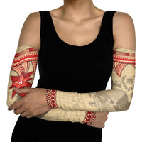 Tonga Language Week Arm Sleeves Tribal Cross Ngatu Floral Pattern