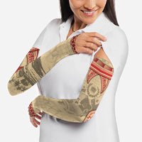 Tonga Language Week Arm Sleeves Tribal Cross Ngatu Floral Pattern