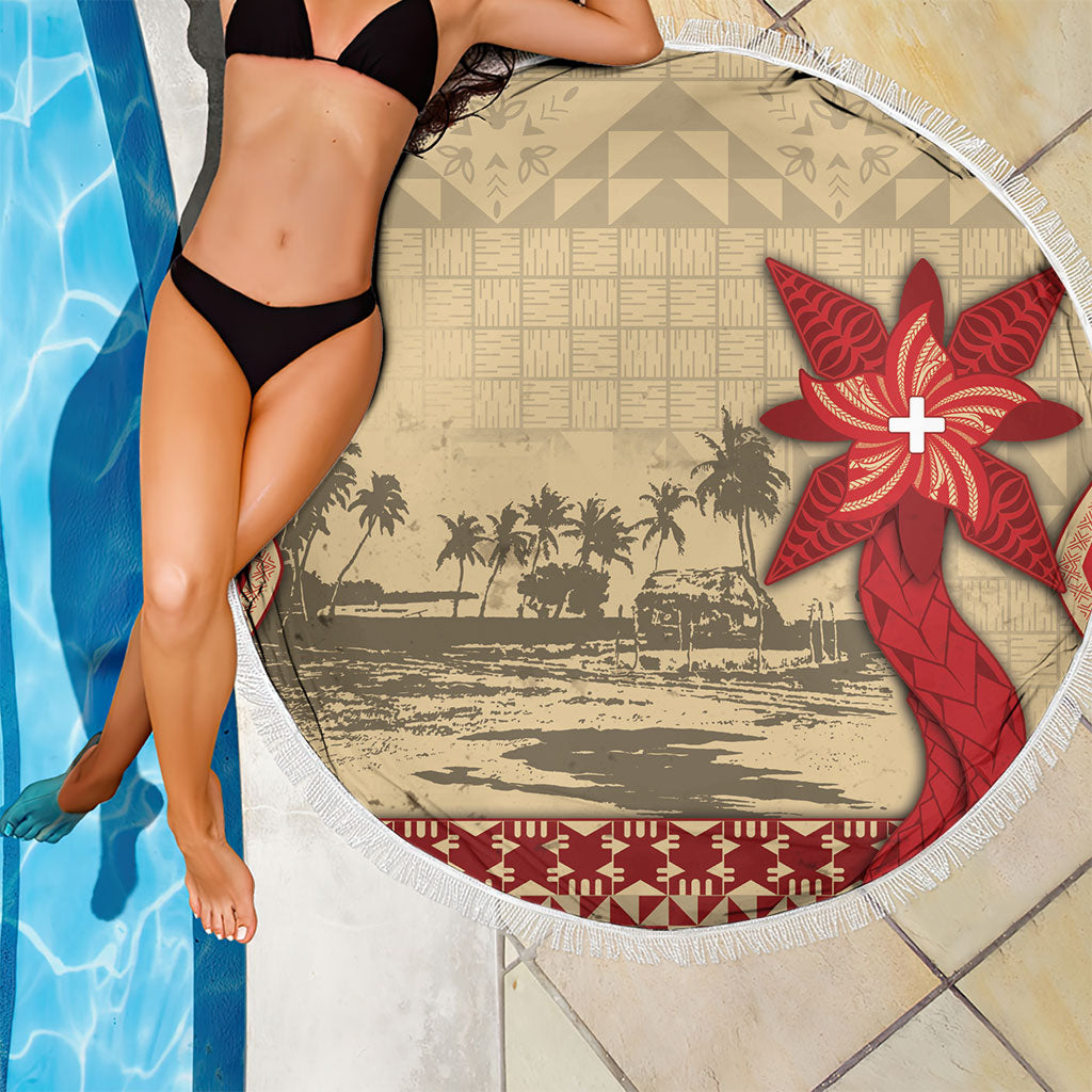 Tonga Language Week Beach Blanket Tribal Cross Ngatu Floral Pattern