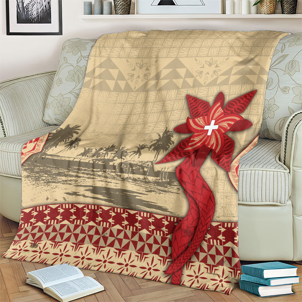 Tonga Language Week Blanket Tribal Cross Ngatu Floral Pattern