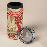 Tonga Language Week 4 in 1 Can Cooler Tumbler Tribal Cross Ngatu Floral Pattern
