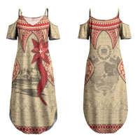 Tonga Language Week Couples Matching Summer Maxi Dress and Hawaiian Shirt Tribal Cross Ngatu Floral Pattern