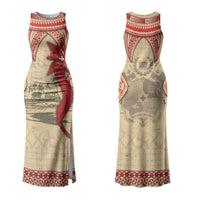 Tonga Language Week Couples Matching Tank Maxi Dress and Hawaiian Shirt Tribal Cross Ngatu Floral Pattern