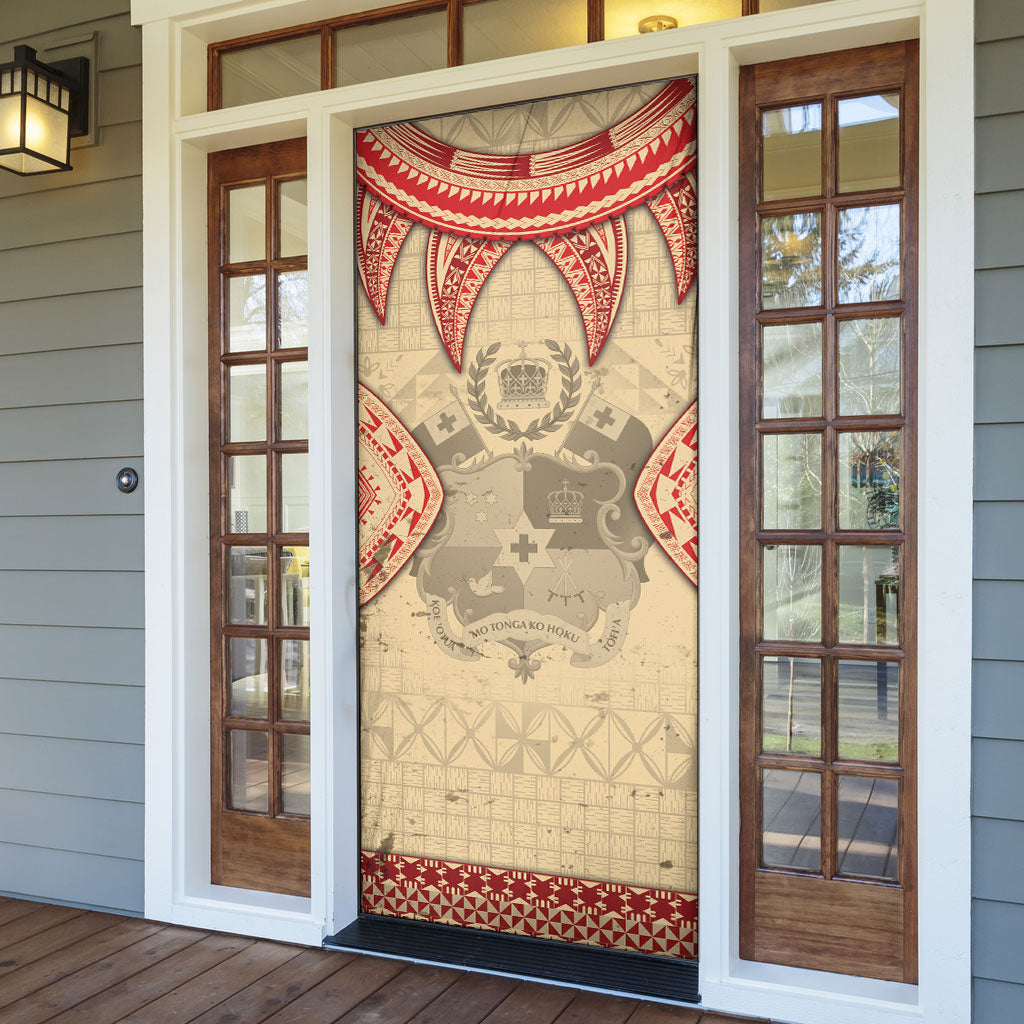 Tonga Language Week Door Cover Tribal Cross Ngatu Floral Pattern