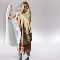 Tonga Language Week Hooded Blanket Tribal Cross Ngatu Floral Pattern