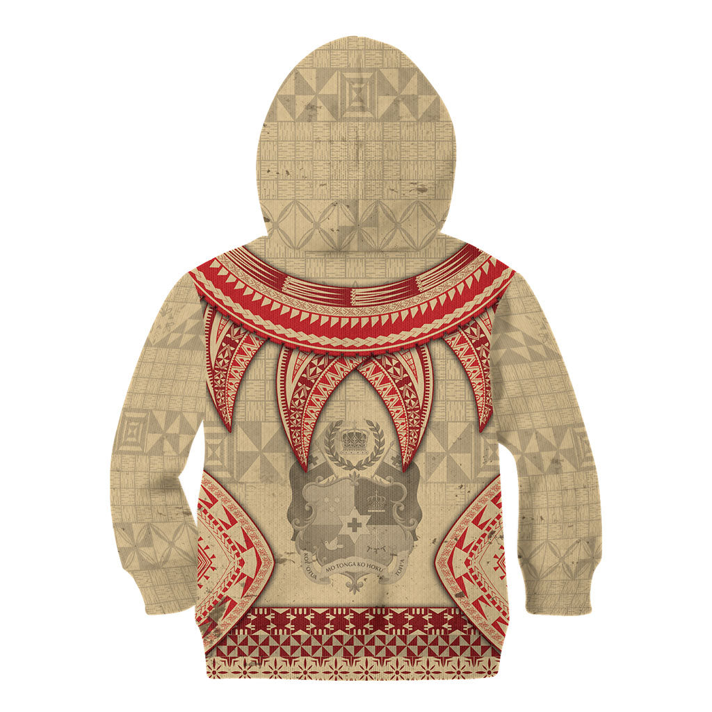Tonga Language Week Kid Hoodie Tribal Cross Ngatu Floral Pattern
