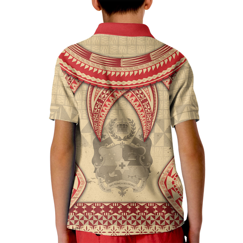 Tonga Language Week Kid Polo Shirt Tribal Cross Ngatu Floral Pattern