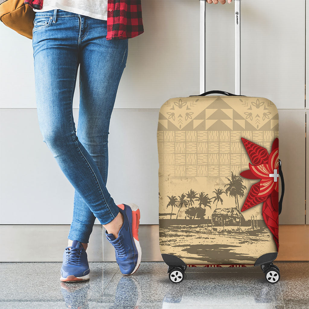 Tonga Language Week Luggage Cover Tribal Cross Ngatu Floral Pattern