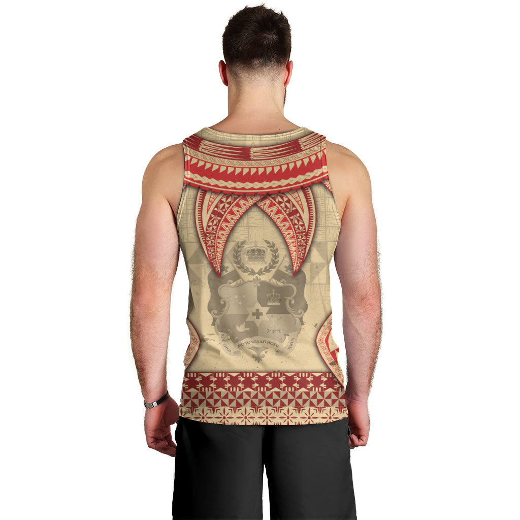 Tonga Language Week Men Tank Top Tribal Cross Ngatu Floral Pattern