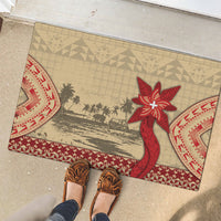 Tonga Language Week Rubber Doormat Tribal Cross Ngatu Floral Pattern