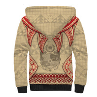 Tonga Language Week Sherpa Hoodie Tribal Cross Ngatu Floral Pattern