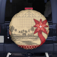 Tonga Language Week Spare Tire Cover Tribal Cross Ngatu Floral Pattern