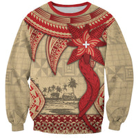 Tonga Language Week Sweatshirt Tribal Cross Ngatu Floral Pattern