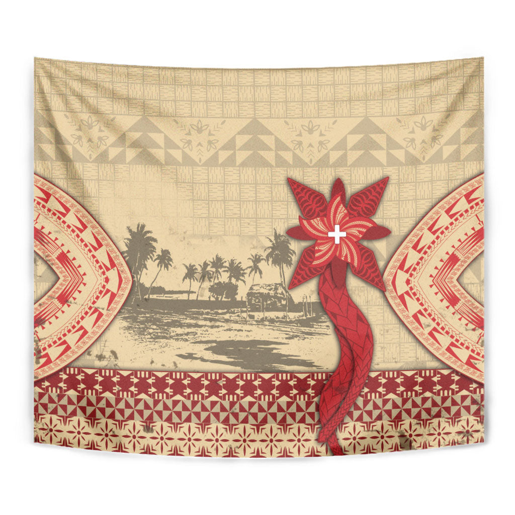 Tonga Language Week Tapestry Tribal Cross Ngatu Floral Pattern