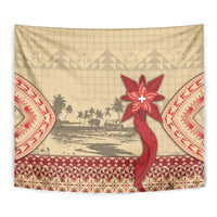 Tonga Language Week Tapestry Tribal Cross Ngatu Floral Pattern