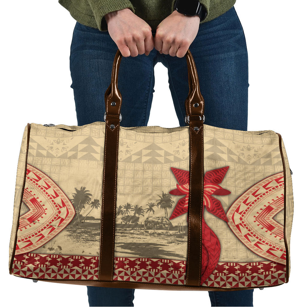 Tonga Language Week Travel Bag Tribal Cross Ngatu Floral Pattern